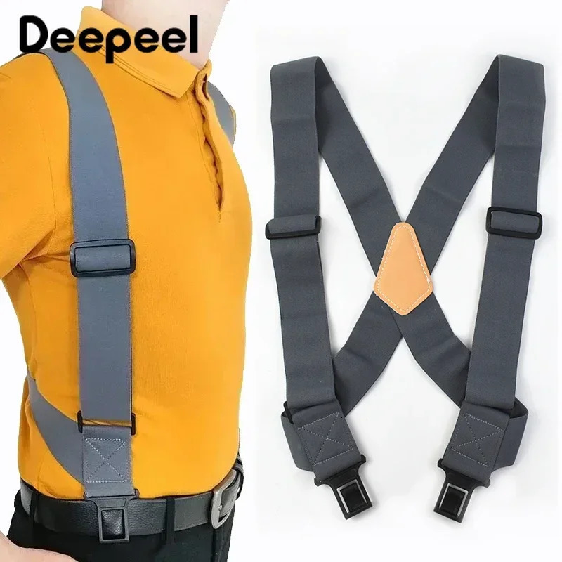 Heavy Duty Work Suspenders for Men X-Back Gripper Clasps Adjustable Strap Fully Elastic Adult Widen Mens Suspenders 250515