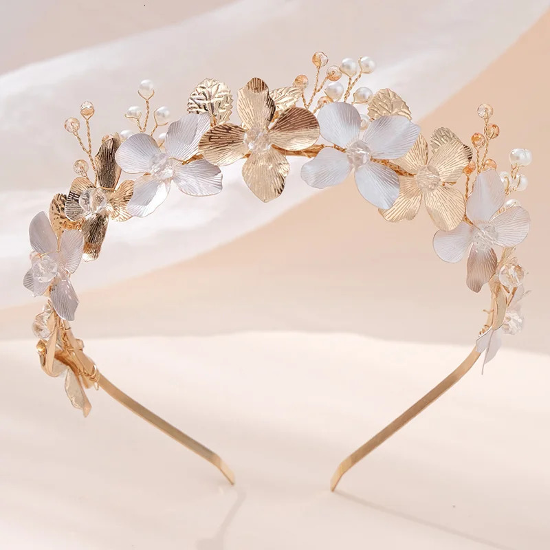 Alloy Flower And Leaf Hair Bands Handmade Bridal Head Bands Bride Wedding Prom Birthday Party Mori Headpieces 250509