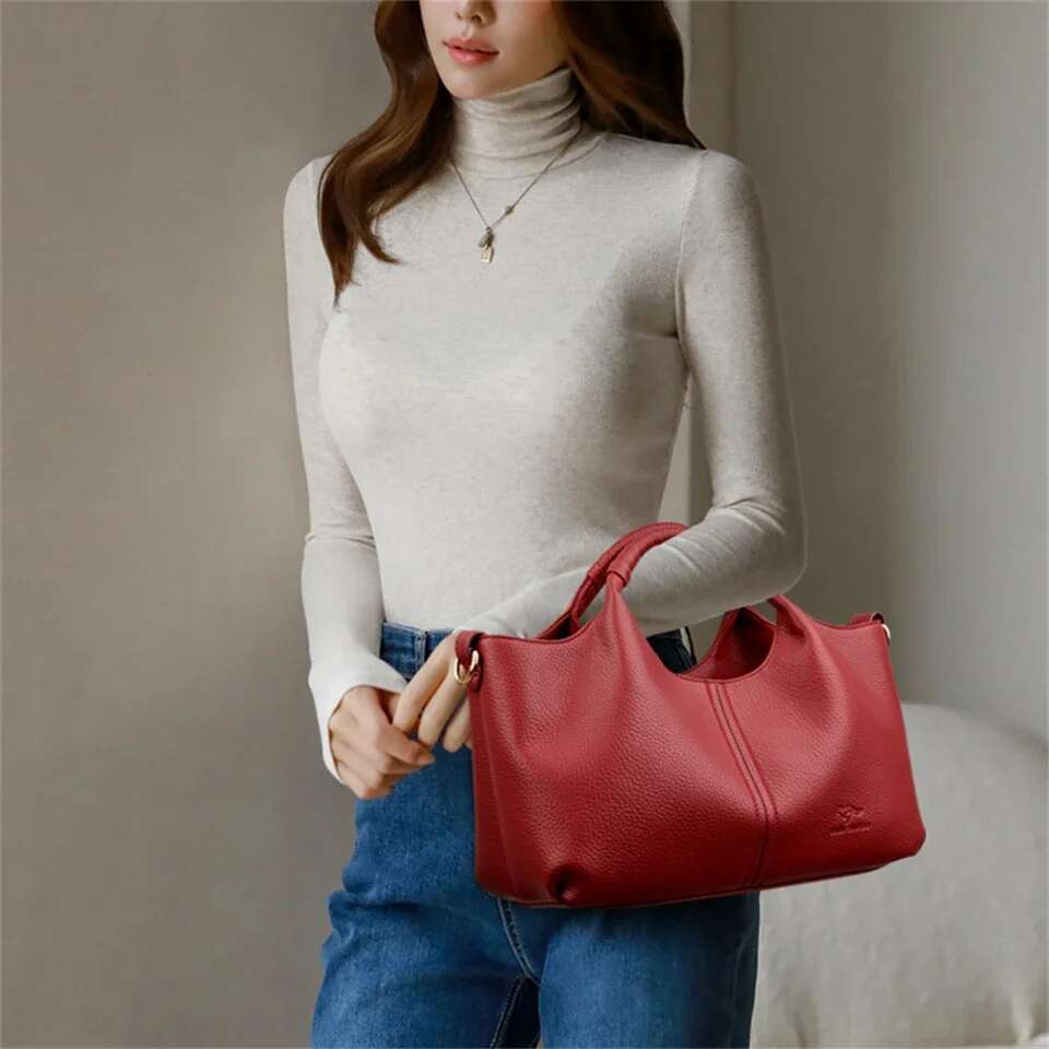 High Quality Soft Leather Women's Handbag Tote Fashion Women Shoulder Bag Trendy Female Commute Crossbody Bags Wallet