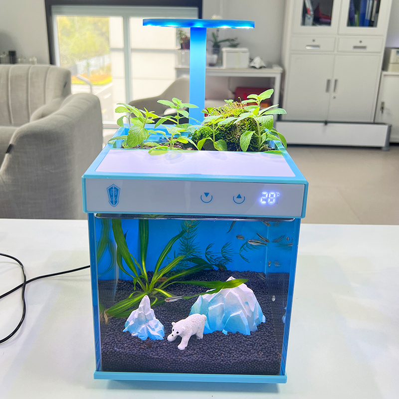 Small eco ultra-white fish tank aquarium with self-cleaning High-transparency low-energy filter Desktop-sized