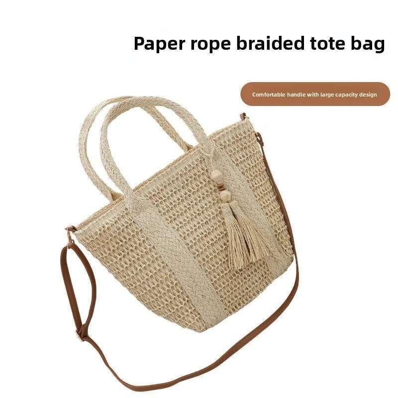New Close-Fitting Large-Capacity Straw Woven Tote High-Value Portable Shoulder Messenger Women's Bag