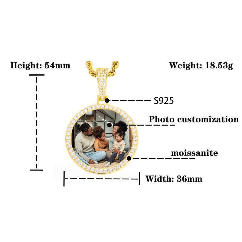 Photo carving sier pyroxene pendant necklace gold-plated or personalized men's and women's jewelry gifts