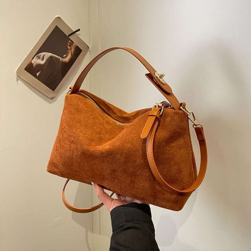 Zipper Faux Suede Pillow Shoulder And Crossbody Bags Simple Solid High Quality Handbags For Women 2024 Fashion Classic Versatile