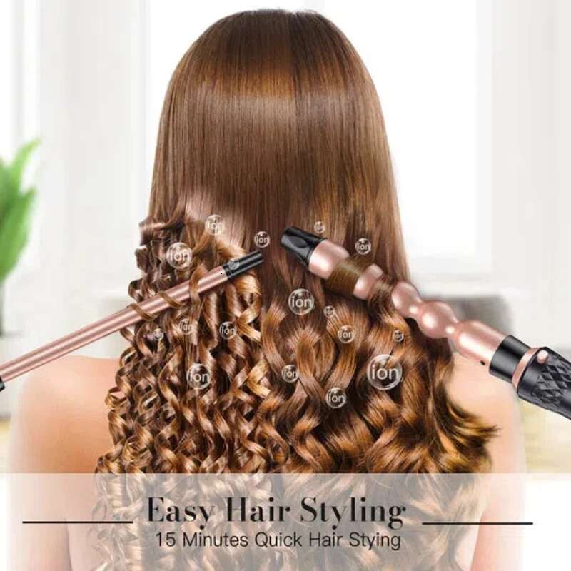 Curling Iron 4 In 1 Crimper Wand Set 3 Barrel Hair Waver With LED Temperature Control