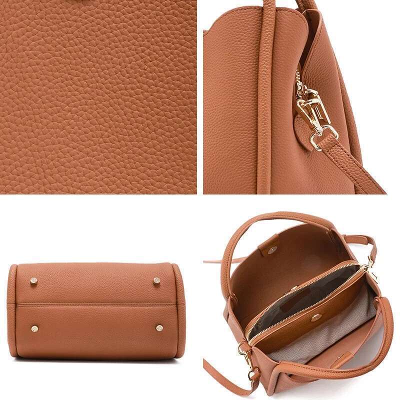 Women's Natural Cow Real Leather Shoulder Ladies Retro Fashion Crossbody Bag Female Cowhide Commuter Handbag For Lady