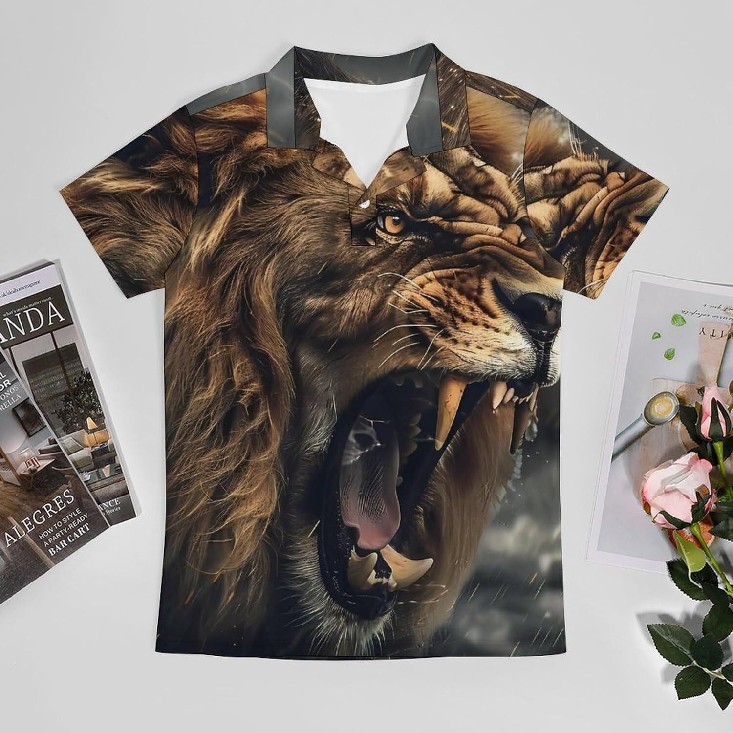 Mens Polo shirt Animal Lion 3D Print Golf Shirts for Men Print Polo Shirt T Shirts Casual Tops Polos shirts Casual tops summer clothes fashion