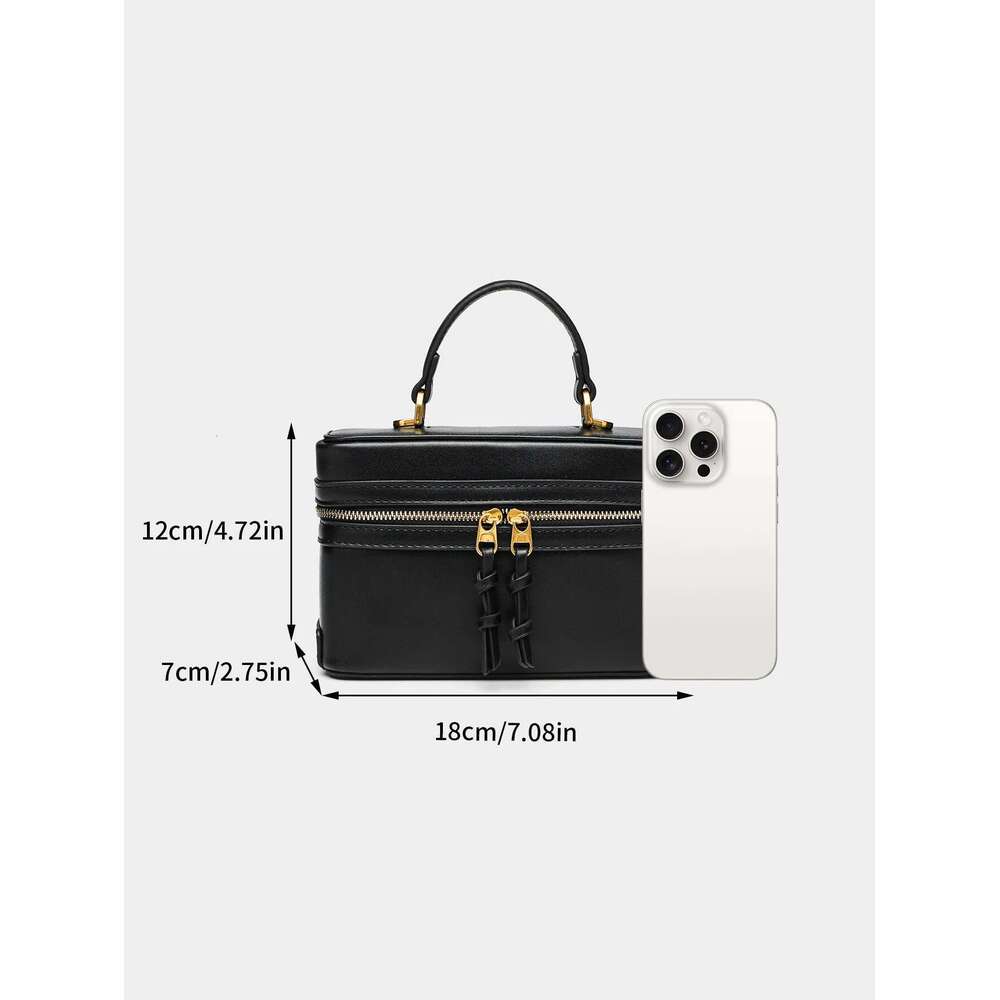 2024 Summer New All-In-One Black Single Shoulder Popular Portable Hard Fashion Small Square Bag