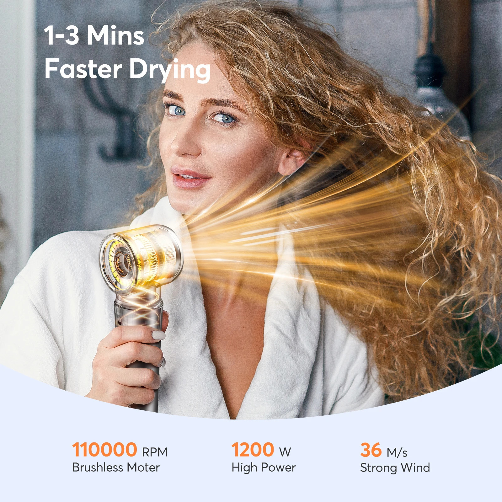 Bopcal 5 In 1 Hair Dryer Air Comb Electric Hair Curling Iron 1200W High Speed Blower Multifunctional Styling Tools Hairdryer 250513