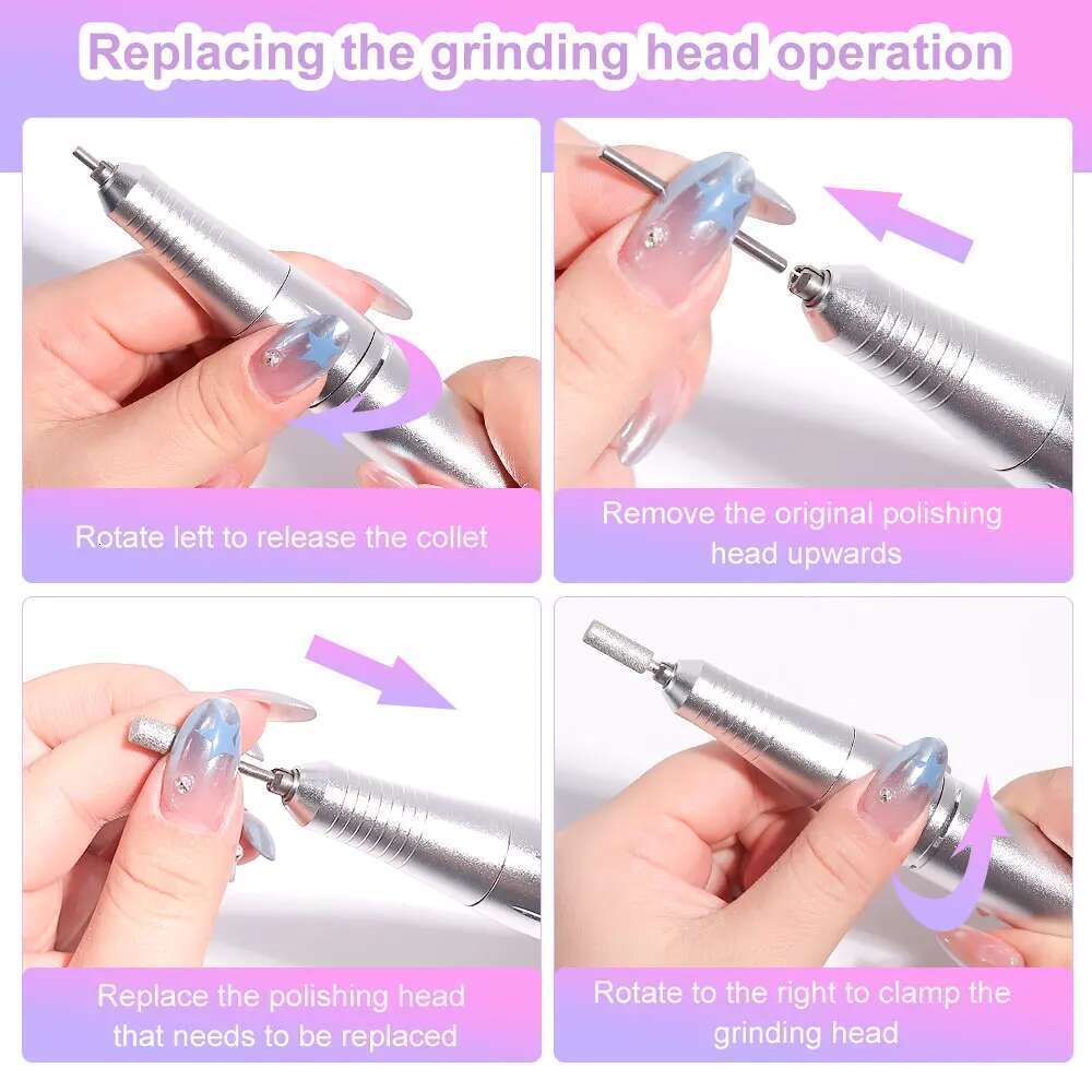 45000RPM Electric Drill hine Professional Drills for Gel Nails Polish Rechargeable Portable Nail File Manicure Tool