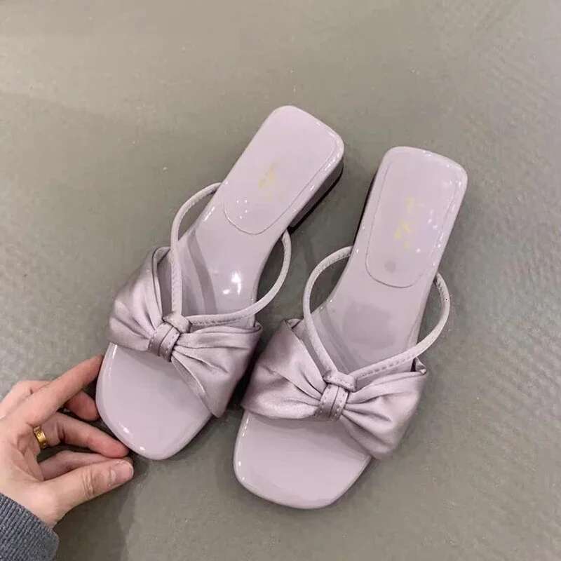 Flats Bow Women Slippers Summer Designer Shoes Elegant Woman Sandals Walking 2025 Casual Flip Flops Beach Slides Mujer Zapatos