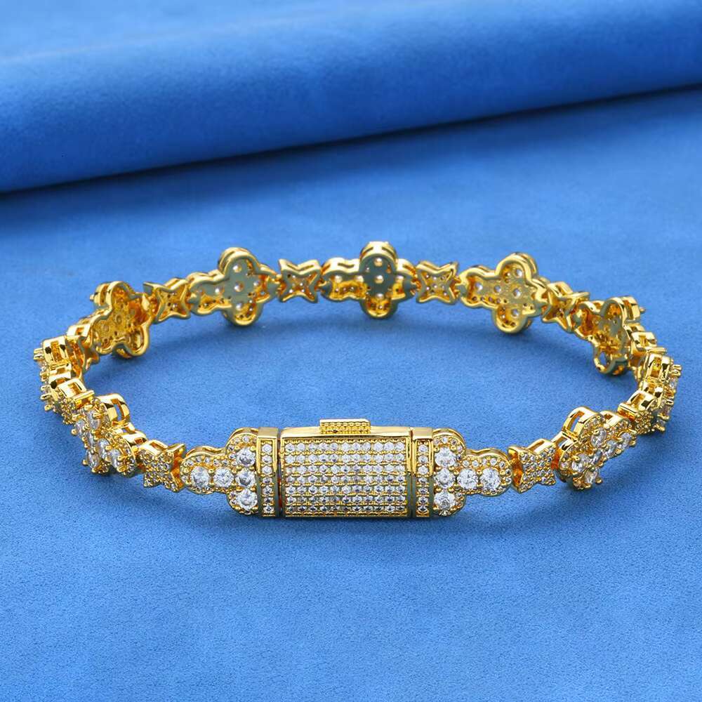 Hip Hop 10mm Cross Star S925 Silver Moissanite Bracelet High End Versatile Jewelry for Women Men