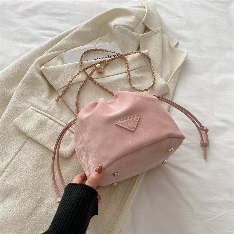 2025 Minimalist Drawstring Bucket Bag - Solid-Color Crossbody Purse for Women, Korean-inspired Spring Summer Small Shoulder Bag Free Shipping