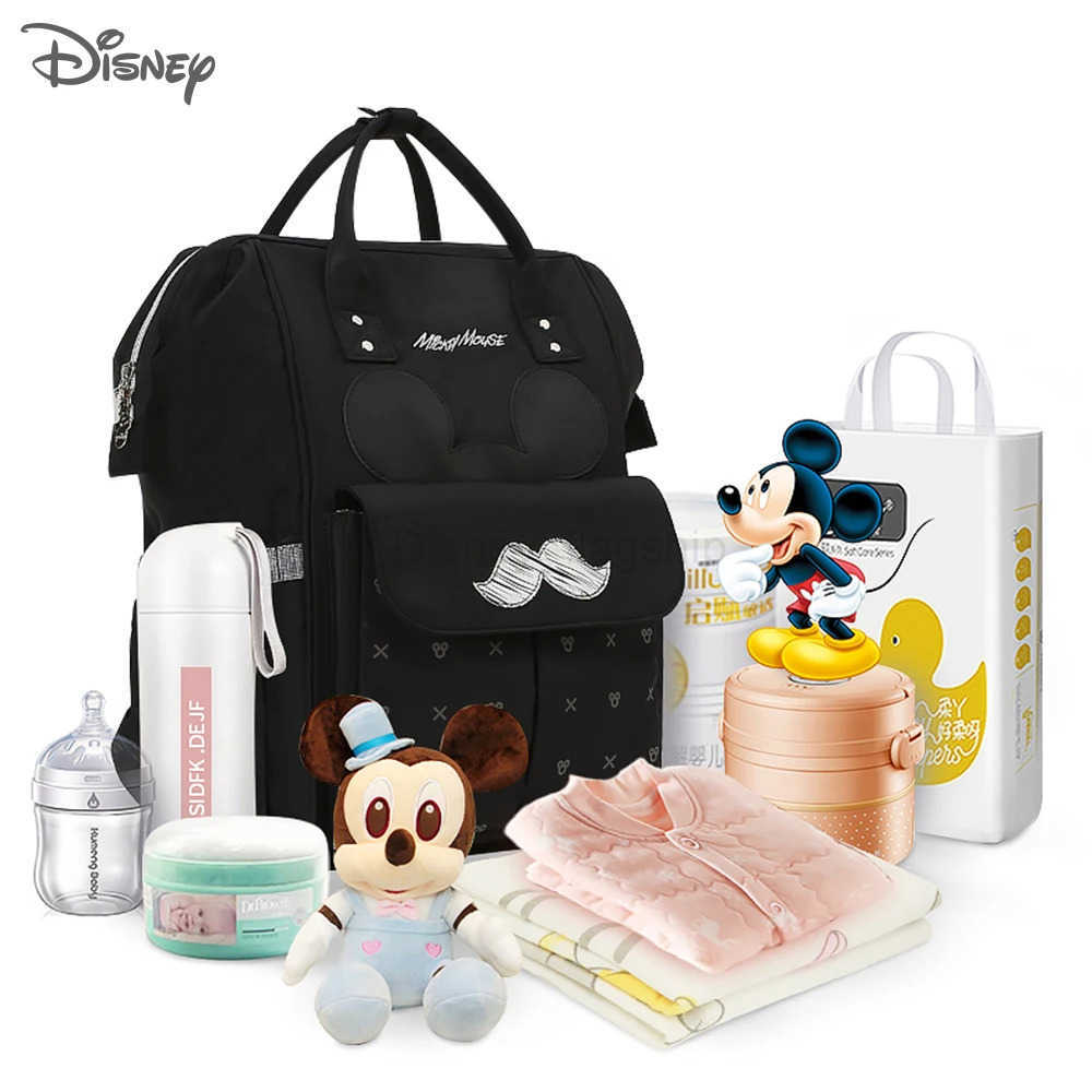 Disney Diaper Bag Mother Maternity Nappy Stroller Backpack Large Capacity Nursing Travel Backpack USB Heating Baby Changing BagsXJ250515