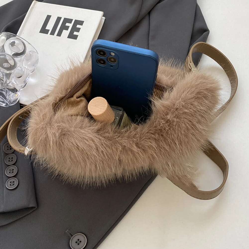 Shoulder Soft Fluffy Crossbody Faux Fur Handbag Winter Women's Bag 2024 Ladies Clutch Purse For Women