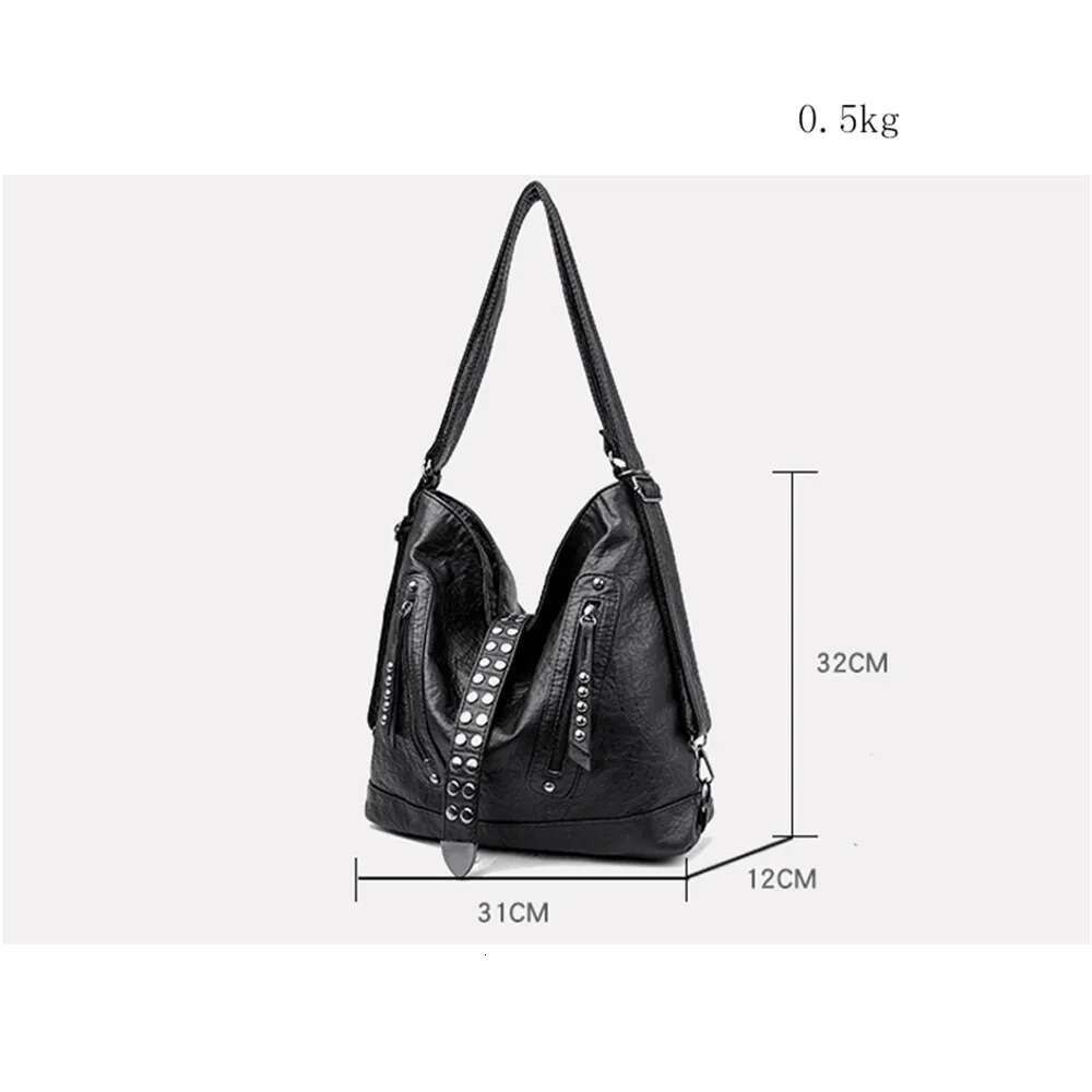 Women's Brand Backpacks Vintage Soft PU Shoulder Bags Women Rivets Designer Backpack Large Capacity School Bag Female