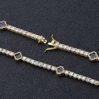 Women Fashion 4mm Clover Necklace Exquisite S925 Silver Moissanite Custom Hip Hop Fine Chains