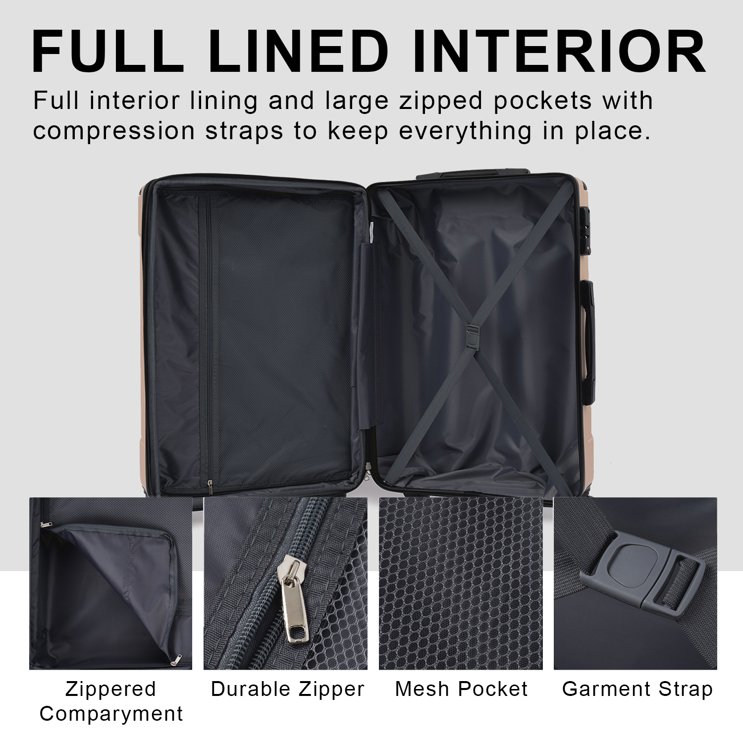 Luggage Sets 3 Piece, Expandable Hard shell ABS Suitcases with Double Spinner, Travel luggage Set with TSA Lock allows for wide luggage travel (20/24/