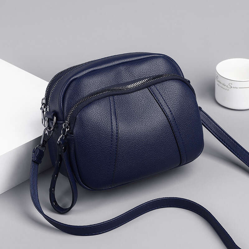Direct supply fashionable mobile phone rivet zipper small square simple soft leather shoulder crossbody bag, women's 2025 new casual versatile fa