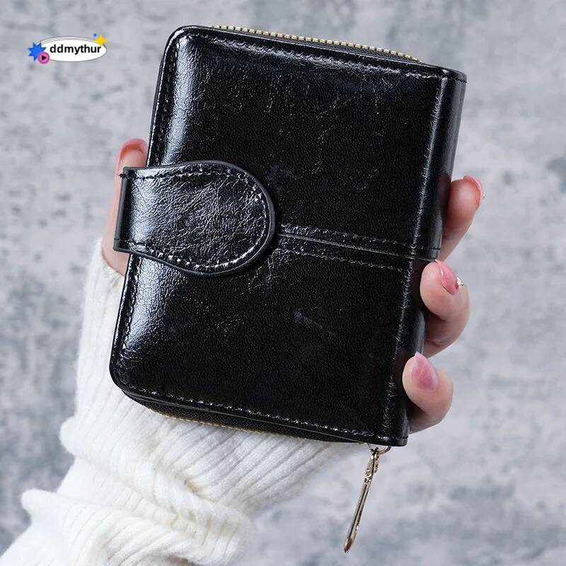 2023 New Women's Short Wallets Soft PU Leather Small Female Coin Money Purses Ladies Foldable Mini Zipper Credit Card Holders ddmythur