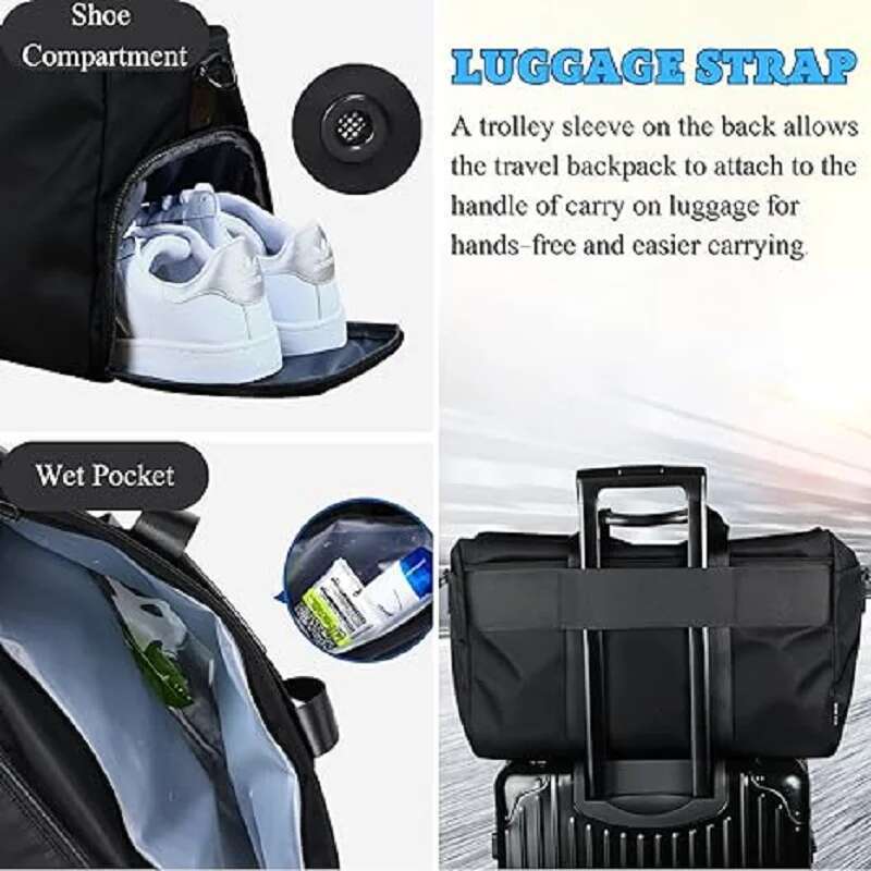 BJIAX Lightweight Travel Men Portable Large-Capacity Business Trip Lage Shoulder Fiess Bag Dry And Wet Separation