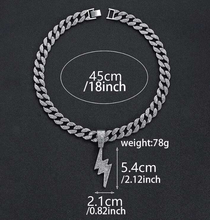 DHcollection Full Iced Out Crystal 13mm Miami Cuban Chain With Rhie Poker Pendant Necklace