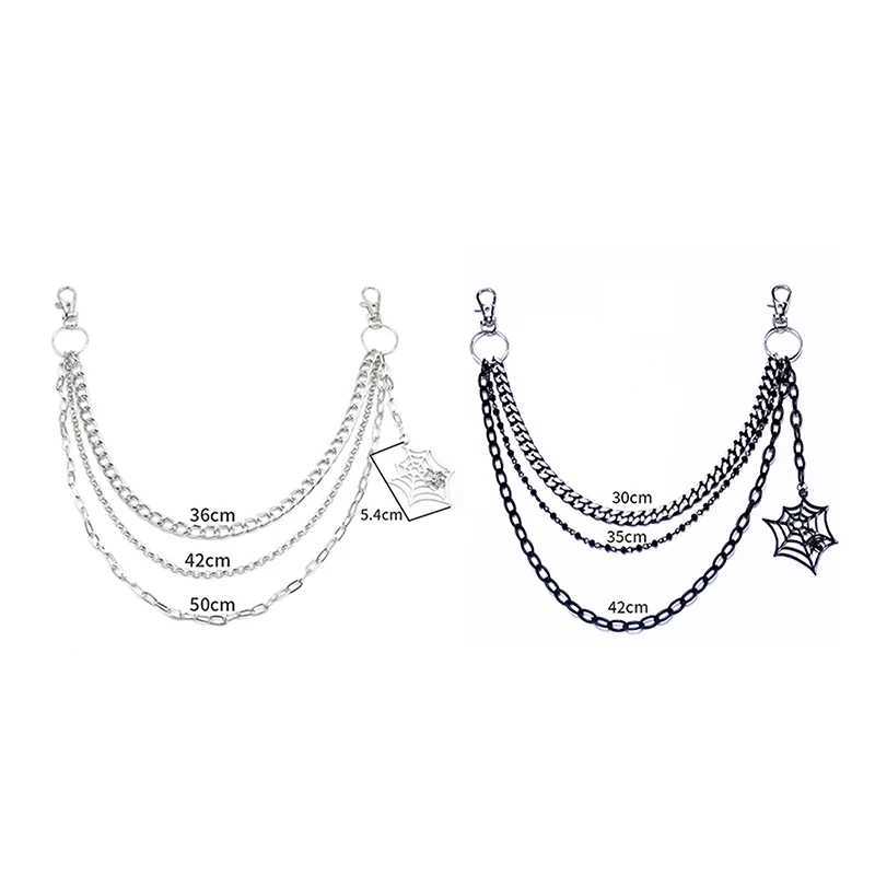 Fashion Punk Metal Pants Chain Hip Hop Waist Chain Spider Web Pendant Jeans Chain For Men Women Accessories Gifts Y250515