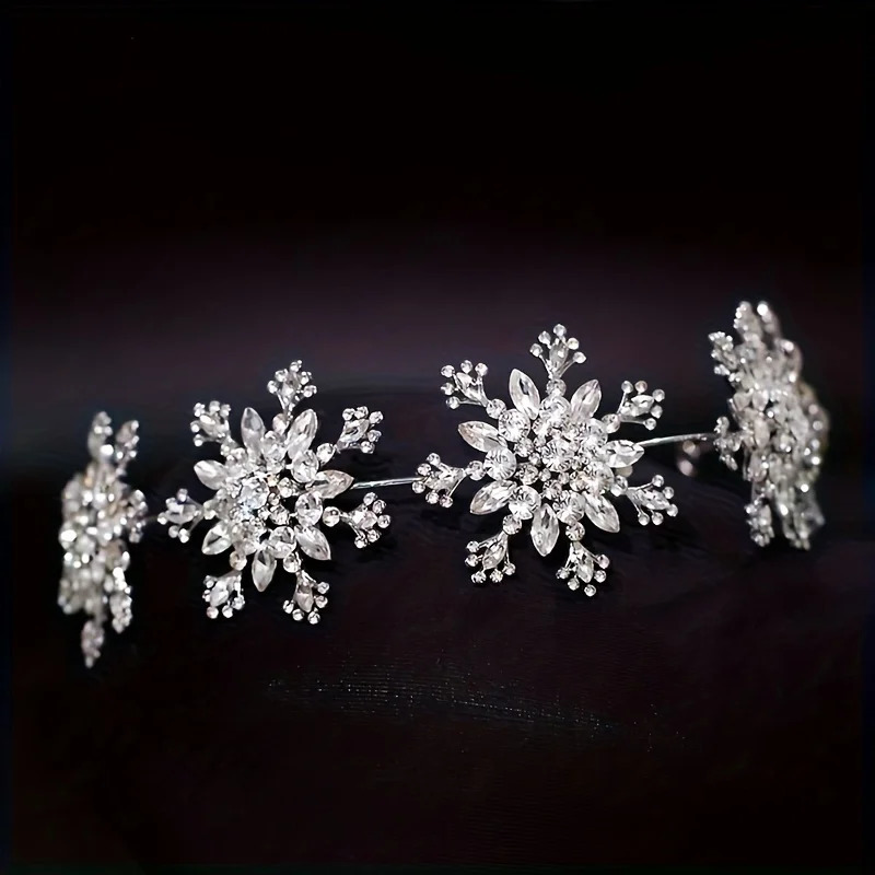 Baroque Crystal Snowflake Crown Tiara Headband For Women Party Rhinestone Bridal Wedding Hair Accessories Jewelry Crown Tiara 250509
