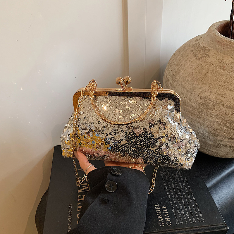 Sequin Pearl Chain Luxury Bag Handbag New Free Delivery Designer Bag Single Shoulder Crossbody Stylish Women's Banquet Bag Trendy And Versatile