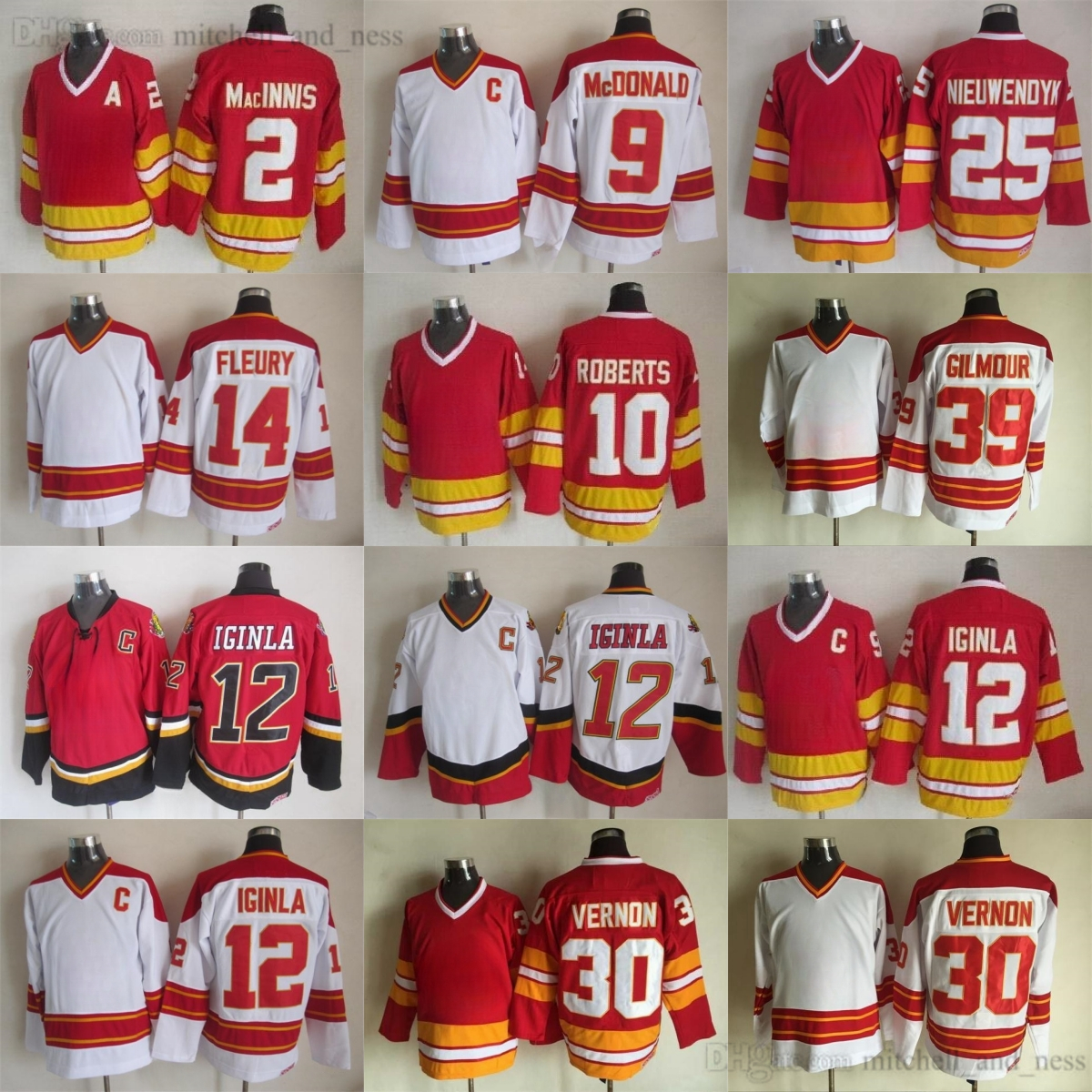 Movie CCM Vintage Hockey 12 Jarome Iginla Jersey Embroidery 30 Mike Vernon 39 Doug Gilmour Joe Nieuwendyk Theoren Fleury Gary Roberts Lanny McDonald Classic Retro