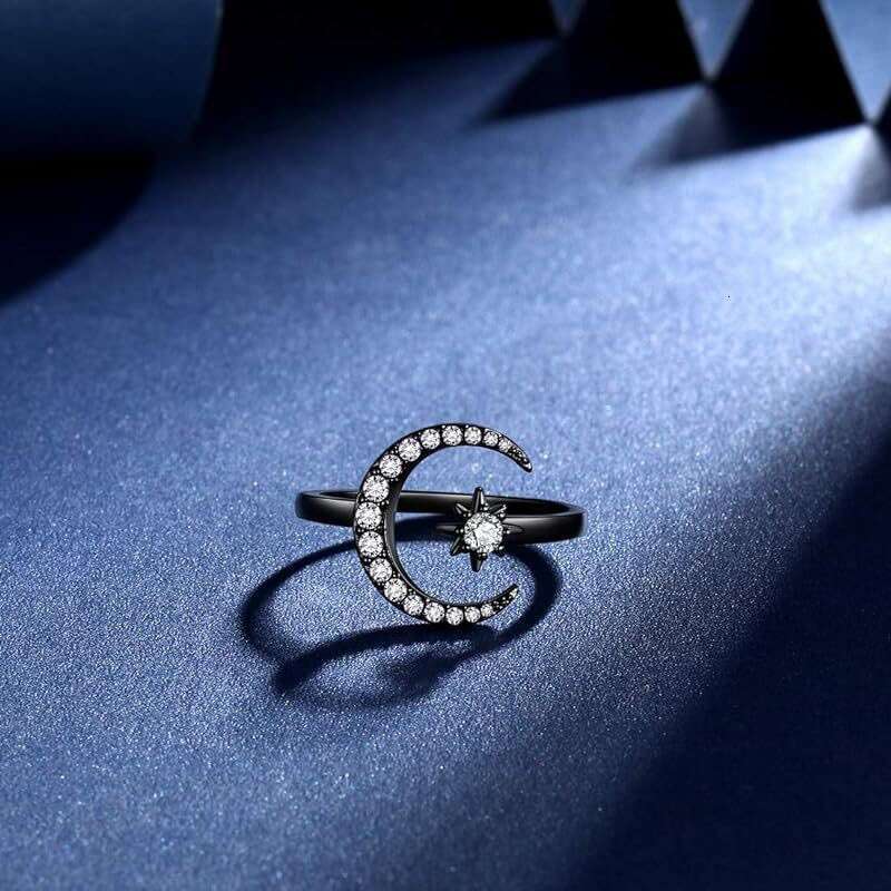 New Crescent Fashion Ethnic Style Star Moon Index Finger Open Ring