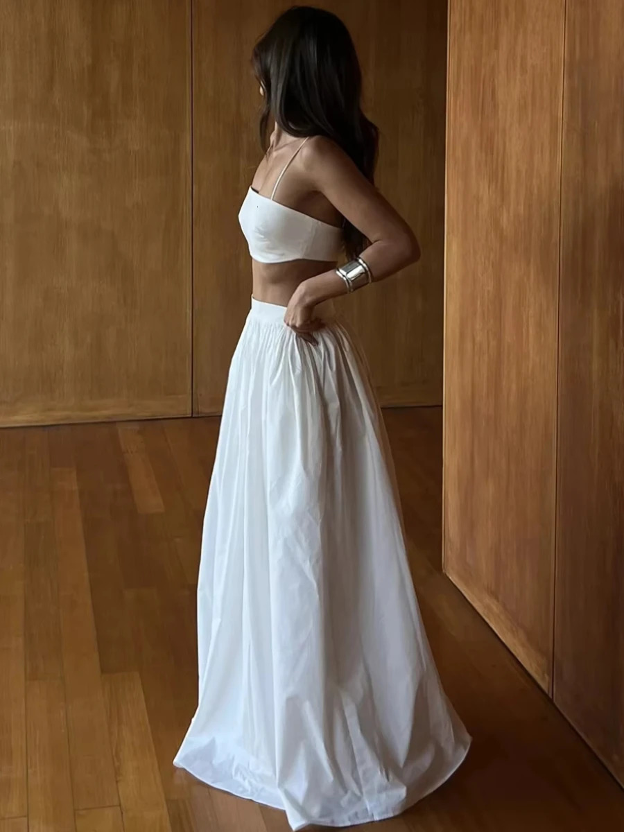 Wolfeel 100% Cotton Suspender Underwear Half Long Skirt Set Summer Beach Style Sexy Stylish Womens Clothing 250515