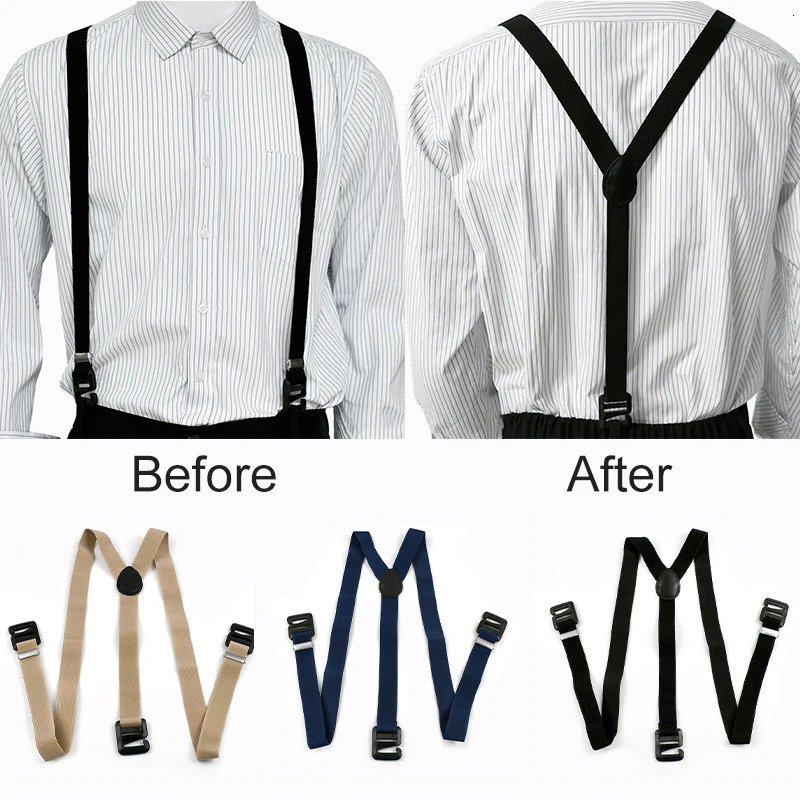 1Pc Deepeel 2.5cm Adult Mens Suspenders Harness Man Invisible 3 Clip Braces Elastic Adjust Strap Suspender Men for Shirts Pants 250515