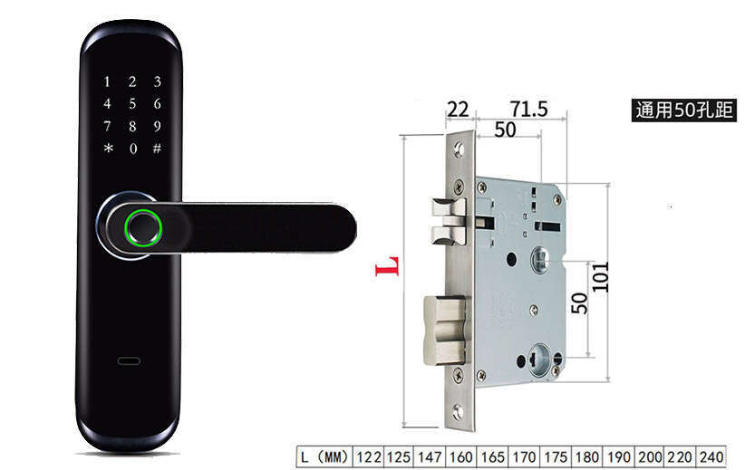 Graffiti WIFI indoor door password fingerprint lock IC card key lock complete specifications.