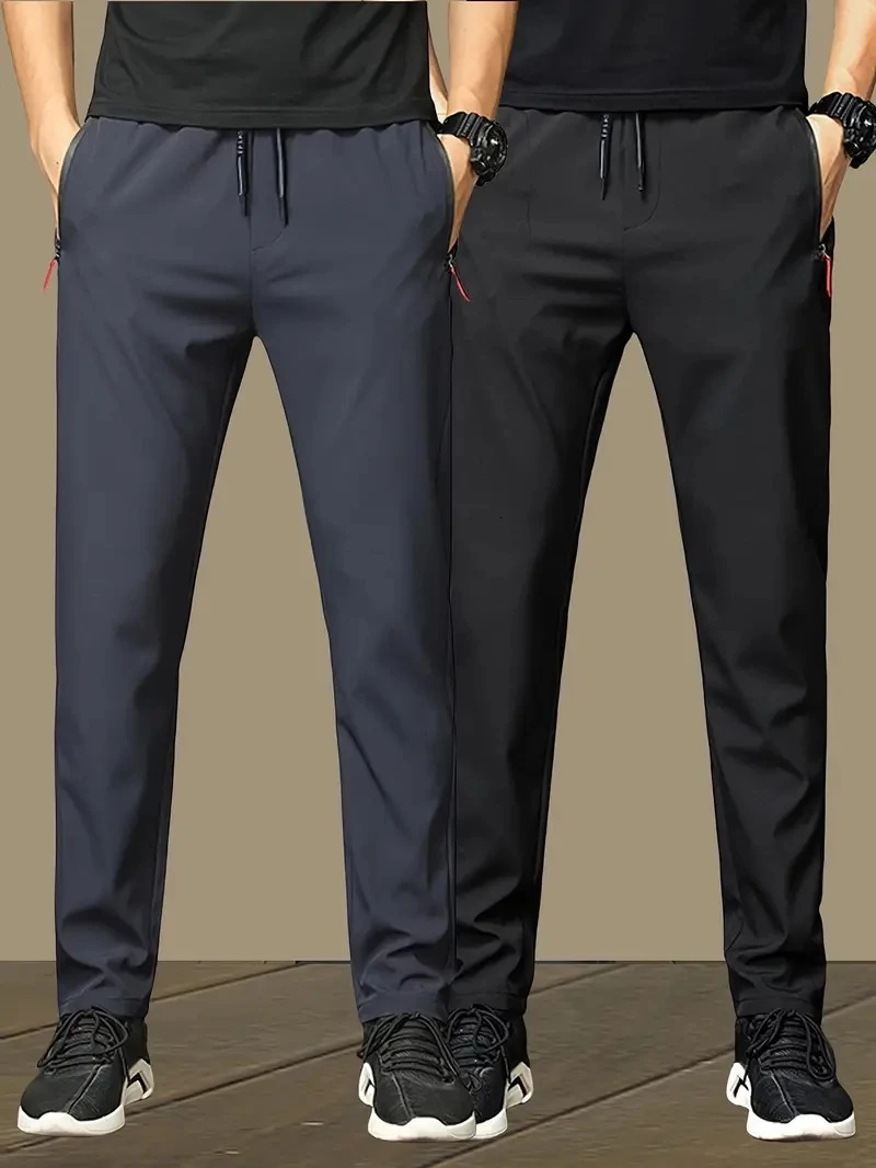 2Pack Mens Casual Pants Stretch Elastic Waist Jogger Korean Classic Blue Black Gray Male Trousers Plus Size 250515