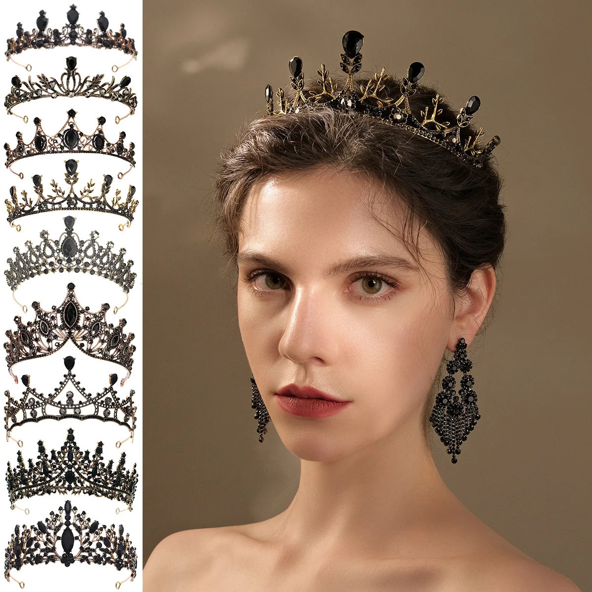 Baroque Vintage Gothic Crystal Crown and Tiara Wedding Bride Hair Accessories For Women Rhinestone Crowns wedding accessories 250509