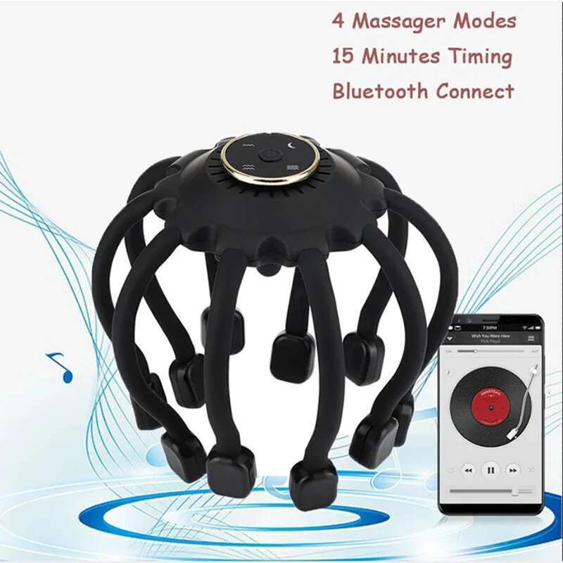 Electric Massager Octopus Scalp Massage Bluetooth Music Vibration Head Scratcher For Relax & Stress Relief Improve Sleep