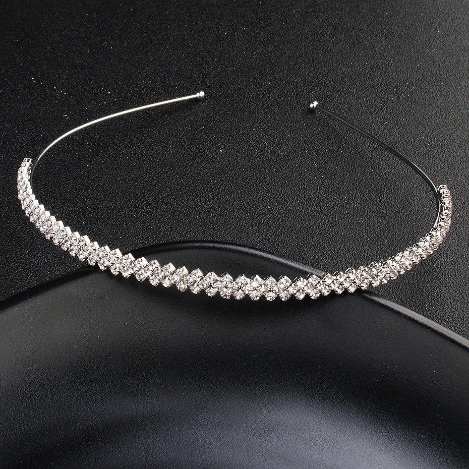 Simple Hair Bands for Women Handmade Silver Rhinestone Tiny Headbands Birthday Party Jewelry Holiday Gifts for Kids 250509