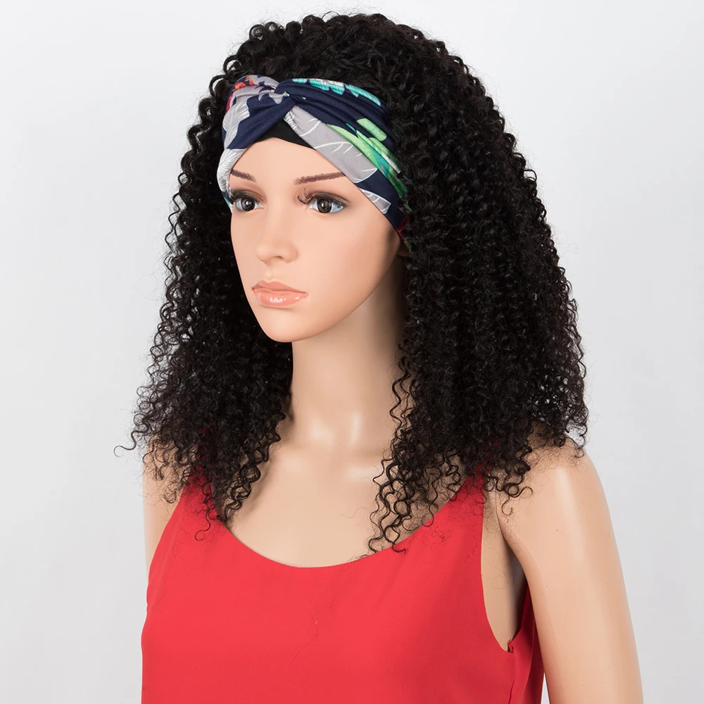 Kinky Curly Human Hair Headband Wig For Black Women 150% Density Brazilian Remy Full Machine Made Hair 250512
