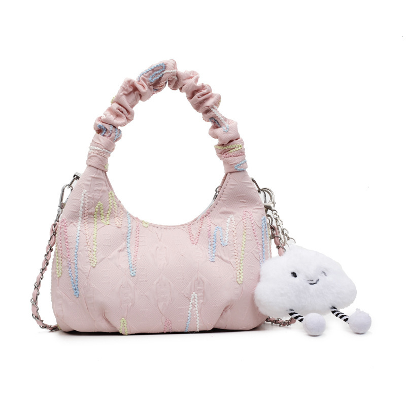 2025 Summer New Fashionable and Versatile Casual Trendy Wrinkled Handbag Women, Simple Commuter Single Shoulder Crossbody Bag for Women
