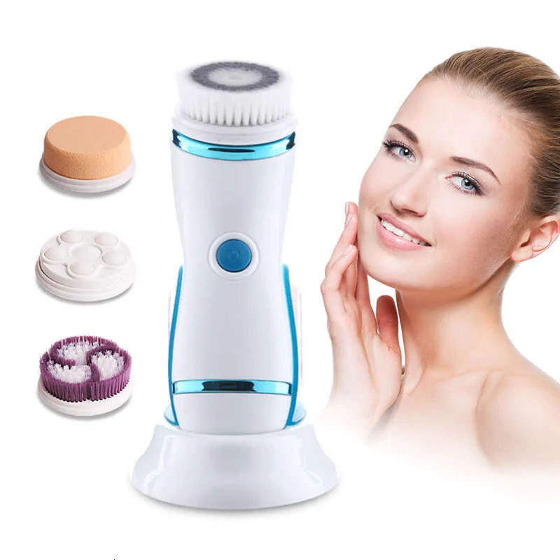 4 In 1 Skin Pore Massage Mini Beauty Massager Brush Electric Facial Cleanser Facial Cleansing Brush