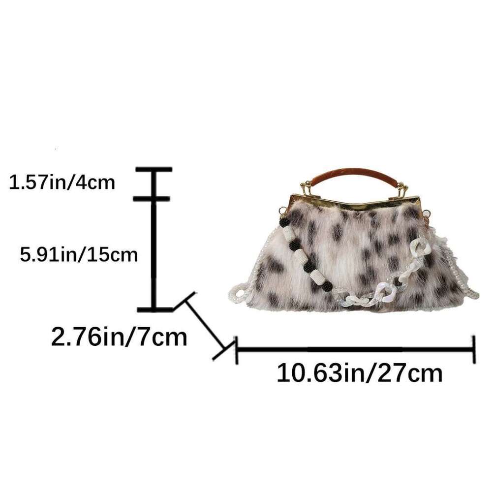 2024 Winter Furry Evening Clutch Designer Shell Handbag For Women Leopard Faux Fur Wedding Purse Plush Crossbody Bag