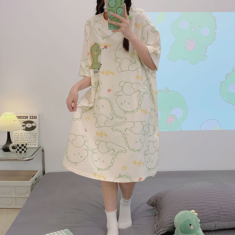 B881-New arrival home wear one-piece long-sleeved nightdress sexy hem lace V-neck bow solid color women's long skirt