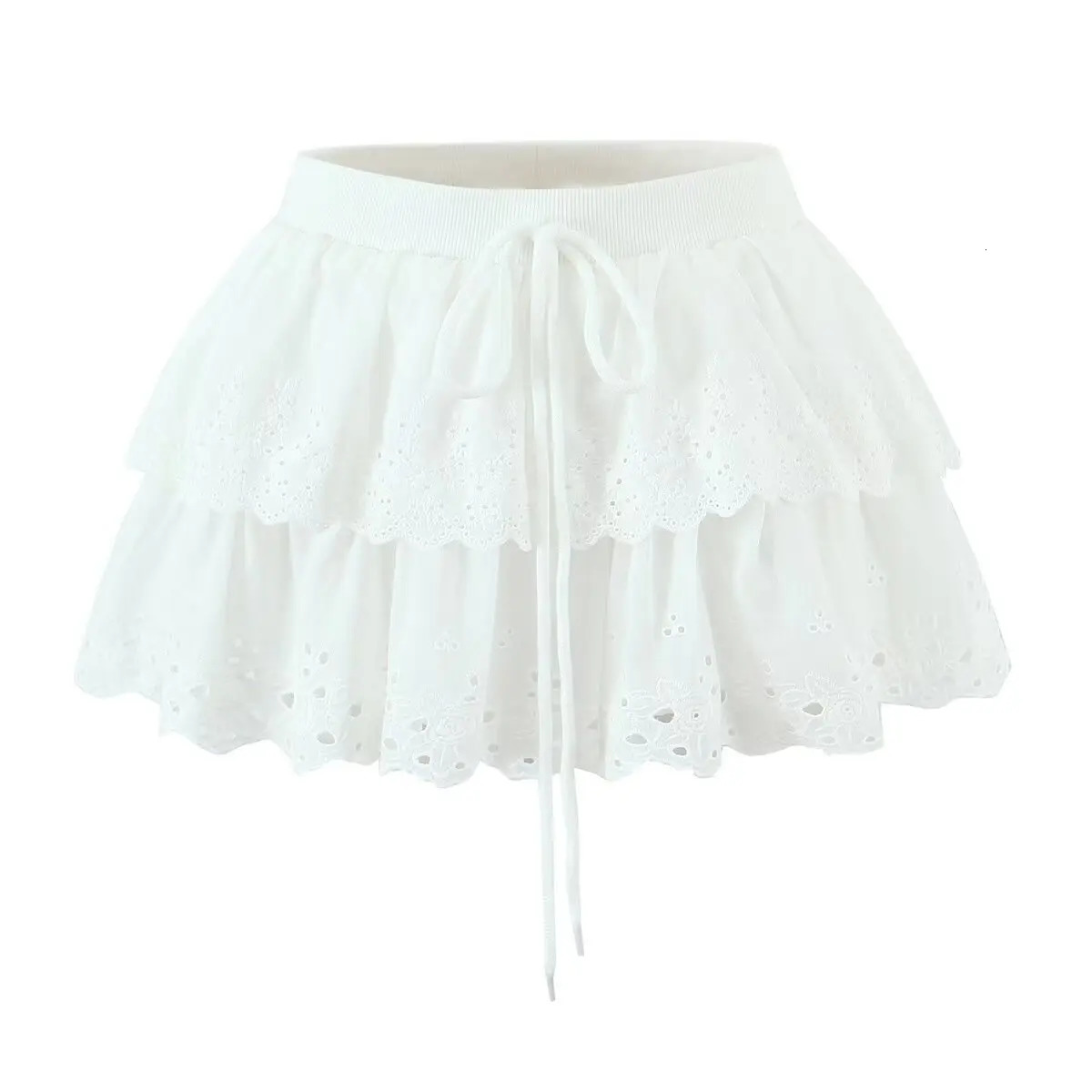 UNIZERA womens short skirt with layered lace and fluffy solid color temperament summer 250515