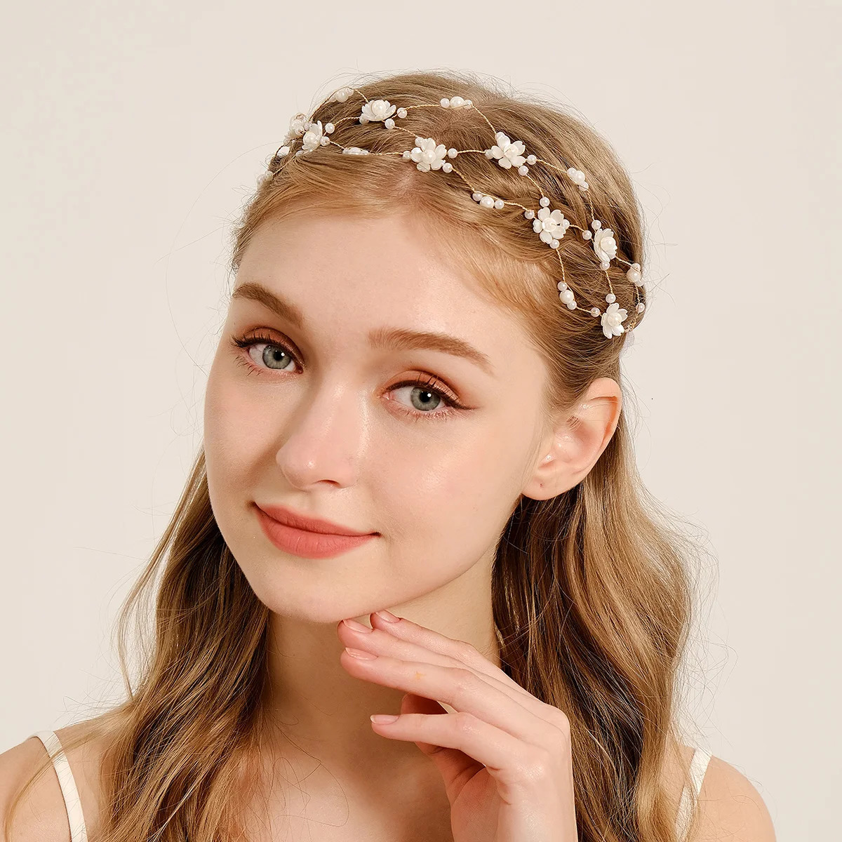 Delicate Pearl Hair Net for Women Handmade Hair Band Headband Girls Jewelry Accessories Wedding Birthday Queen Tiara 250509