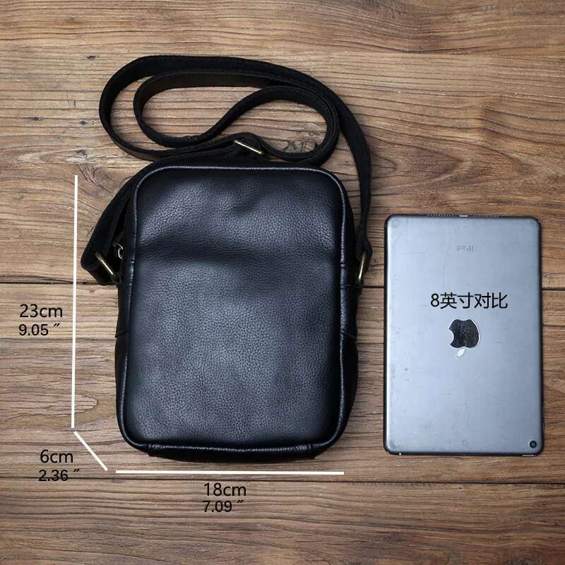 NZPJ Genuine Leather Men's Shoulder Casual Crossbodybag Natural Cowhide Vertical Men Trend Tablet Computer Bag