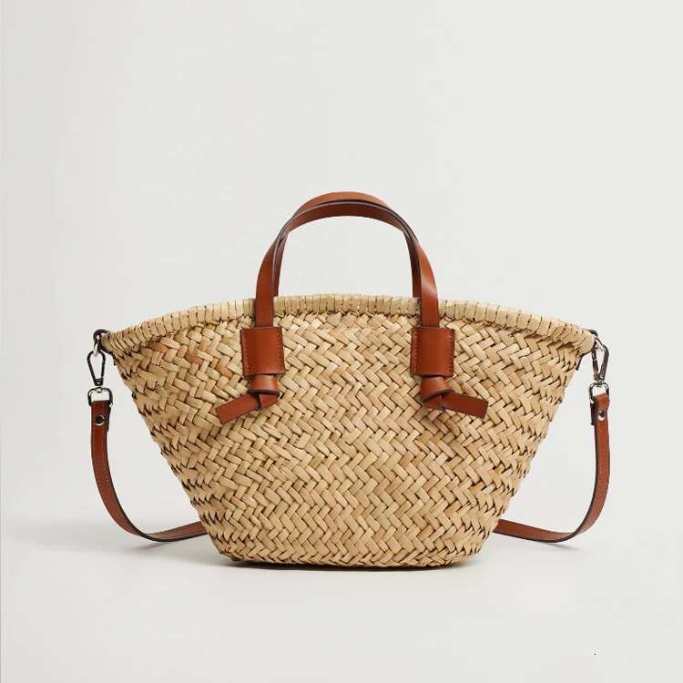 Casual Wicker Woven Basket Bags Rattan Women Handbags Handmade Summer Beach Straw Tote Designer Shoulder Crossbody Bag 2024