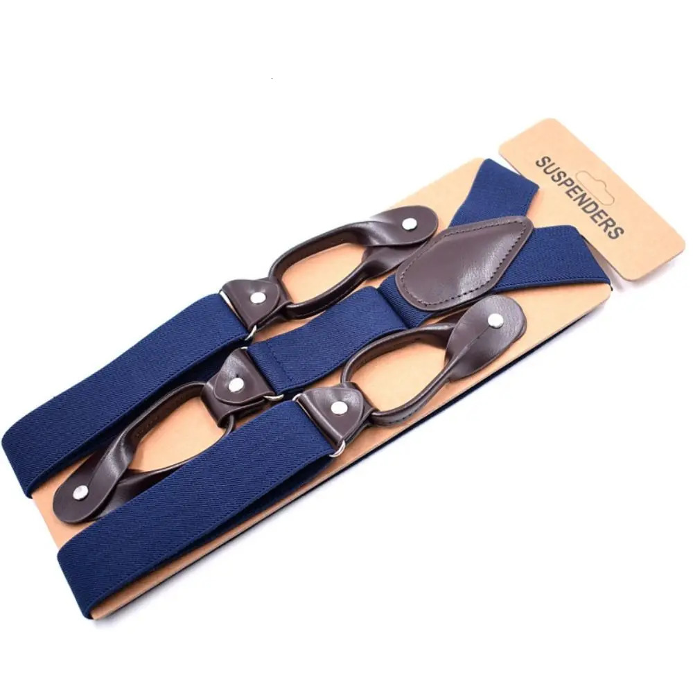 Vintage Suspenders Men Women Adult Leather Trimmed Button End Y Back Adjustable Elastic Trouser Braces Straps Belt Wedding Party 250515