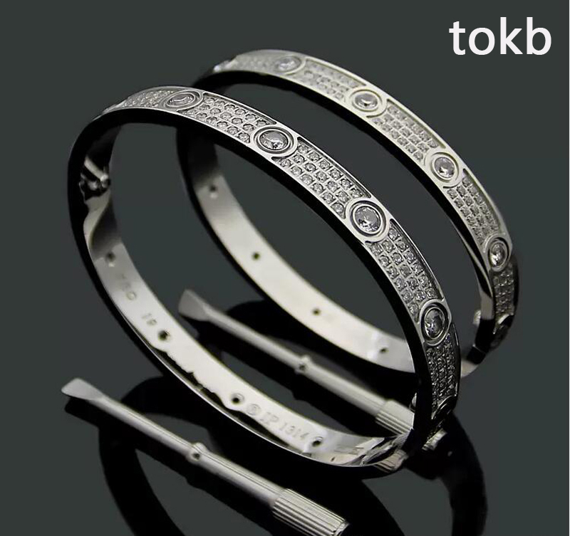 Titanium Steel 3 Row Full Diamond love Bracelet Fashion Women Men Chirstmas Bangle Bracelets Distance Jewelry Gift