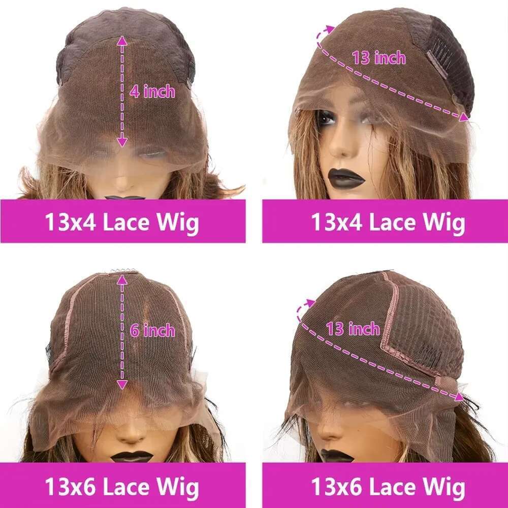 200 Density P4/27 Highlight Full Preplucked Colored Straight Frontal Wig 36Inch HD Transparent Lace Human Hair Wigs