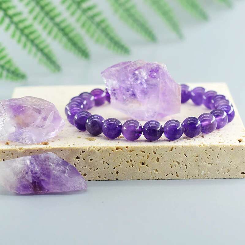 Amethust Made Of Real Stone Beads Body-Purifying Geniune Amethyst Natural Crystal Bracelet For Women Pulsera